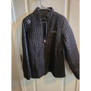 NFL Pro Line Dallas Cowboys Womens Black Quilted Full Zip Jacket Size Large